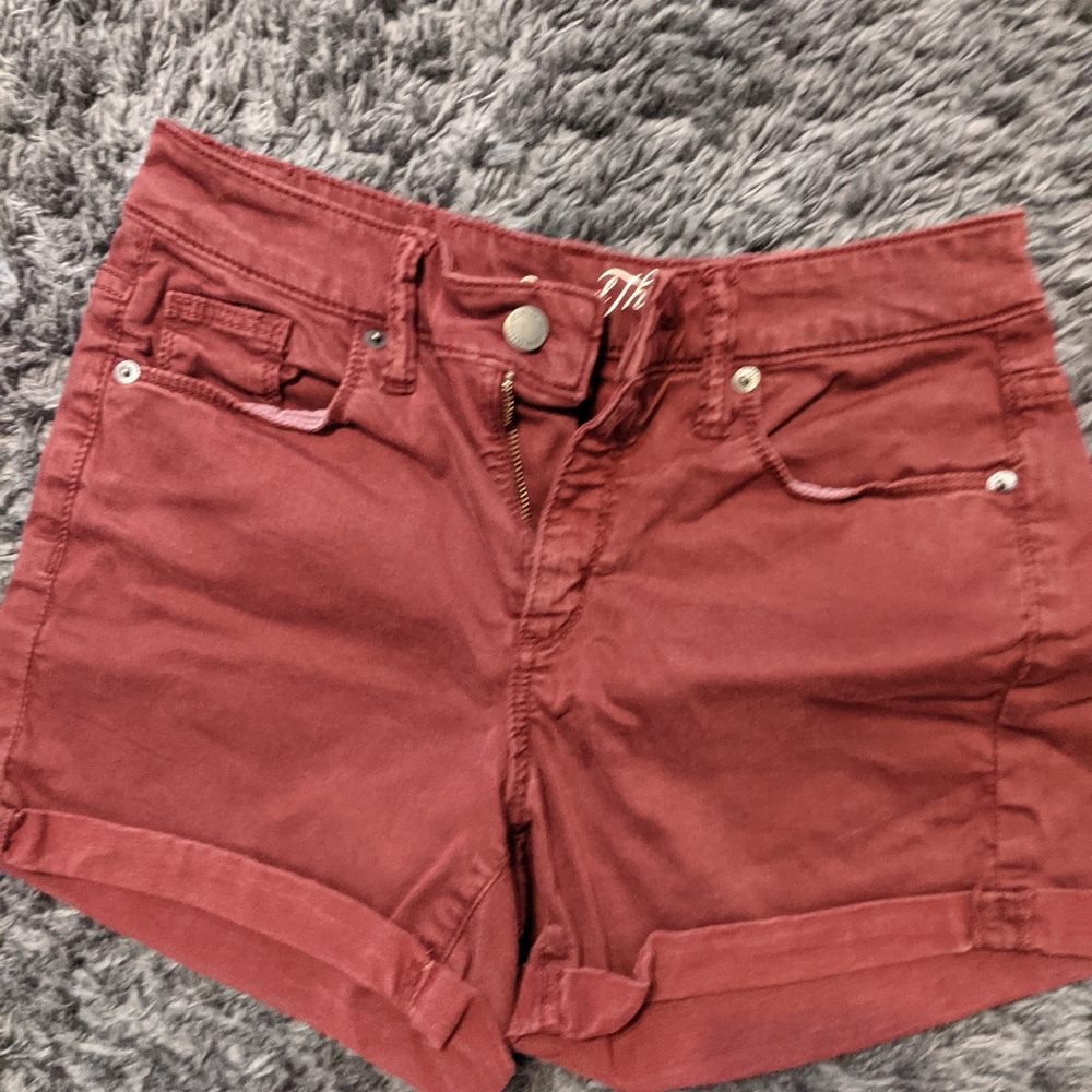 Burgundy jean shorts